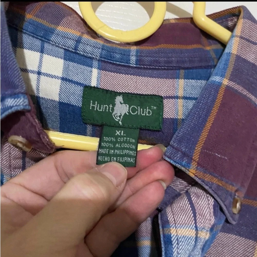 Hunt Club Blue / Red Cotton Flannel Collared Button Down Long Sleeve Shirt Sz XL - Picture 3 of 3